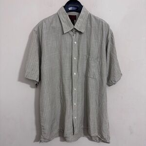 Born Men's Button-Up Shirt Linen Bamboo Blend Short-Sleeve Green size XL Spring